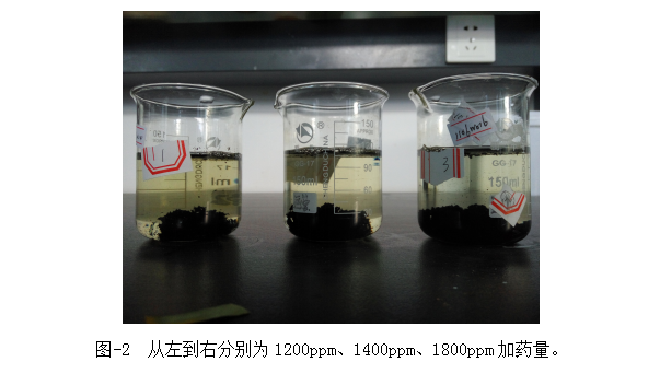 圖-2  從左到右分別為1200ppm、1400ppm、1800ppm加藥量